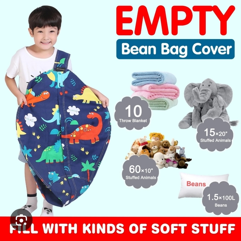 Dinosaur Print Bean Bag Cover/ Toy Bag Nwot